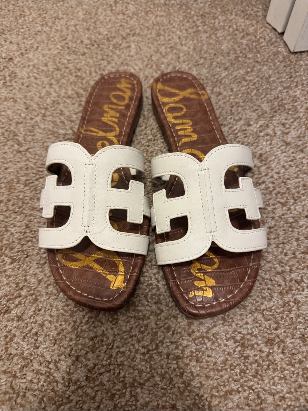 Sam Edelman White Bay Slide Sandals